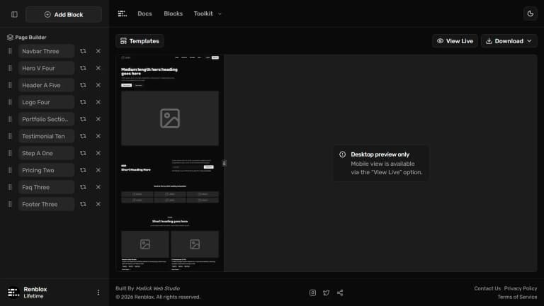 Build in the page builder
